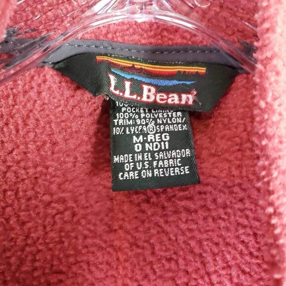 LL Bean Fleece Vest Mens Medium Red Sleeveless Collared Full Zip Fleece - Picture 6 of 8